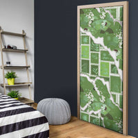 Hawaii Japanese Culture Sage Green Door Cover Spring Cranes Aloha Pattern LT01 - Polynesian Pride