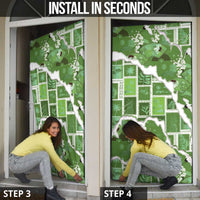 Hawaii Japanese Culture Sage Green Door Cover Spring Cranes Aloha Pattern LT01 - Polynesian Pride