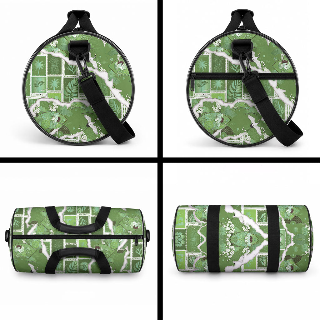 Hawaii Japanese Culture Sage Green Duffle Bag Spring Cranes Aloha Pattern LT01 - Polynesian Pride