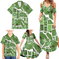 Hawaii Japanese Culture Sage Green Family Matching Summer Maxi Dress and Hawaiian Shirt Spring Cranes Aloha Pattern