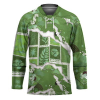 Hawaii Japanese Culture Sage Green Hockey Jersey Spring Cranes Aloha Pattern LT01 Unisex Sage - Polynesian Pride