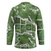 Hawaii Japanese Culture Sage Green Hockey Jersey Spring Cranes Aloha Pattern LT01 - Polynesian Pride