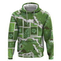 Hawaii Japanese Culture Sage Green Hoodie Spring Cranes Aloha Pattern