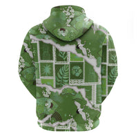 Hawaii Japanese Culture Sage Green Hoodie Spring Cranes Aloha Pattern