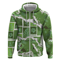 Hawaii Japanese Culture Sage Green Hoodie Spring Cranes Aloha Pattern