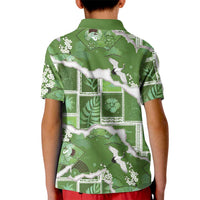 Hawaii Japanese Culture Sage Green Kid Polo Shirt Spring Cranes Aloha Pattern