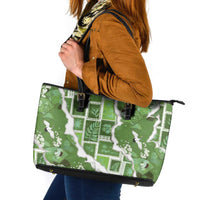Hawaii Japanese Culture Sage Green Leather Tote Bag Spring Cranes Aloha Pattern LT01 Sage - Polynesian Pride