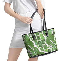 Hawaii Japanese Culture Sage Green Leather Tote Bag Spring Cranes Aloha Pattern LT01 - Polynesian Pride