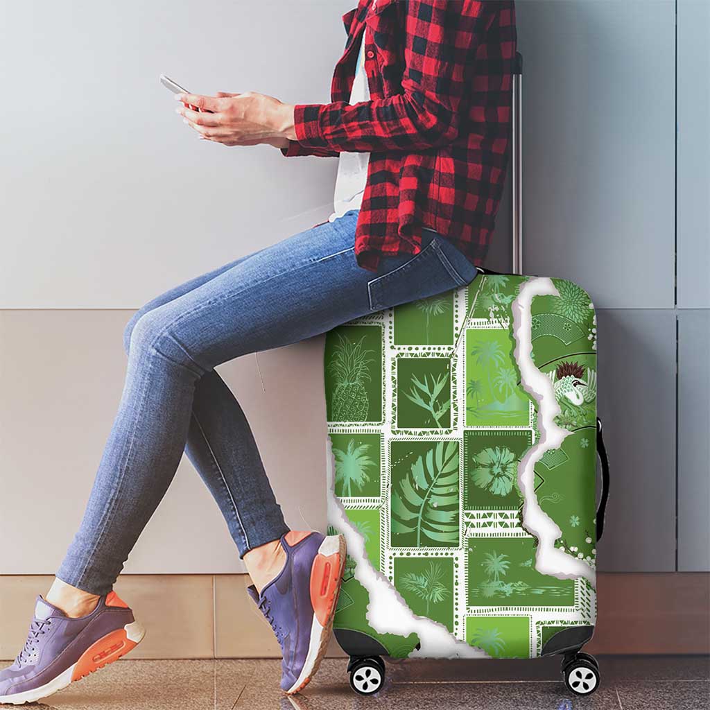 Hawaii Japanese Culture Sage Green Luggage Cover Spring Cranes Aloha Pattern LT01 - Polynesian Pride