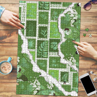 Hawaii Japanese Culture Sage Green Puzzle Spring Cranes Aloha Pattern