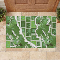 Hawaii Japanese Culture Sage Green Rubber Doormat Spring Cranes Aloha Pattern LT01 Sage - Polynesian Pride