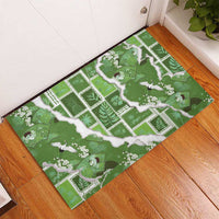 Hawaii Japanese Culture Sage Green Rubber Doormat Spring Cranes Aloha Pattern LT01 - Polynesian Pride