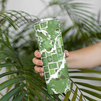 Hawaii Japanese Culture Sage Green Skinny Tumbler Spring Cranes Aloha Pattern LT01 - Polynesian Pride