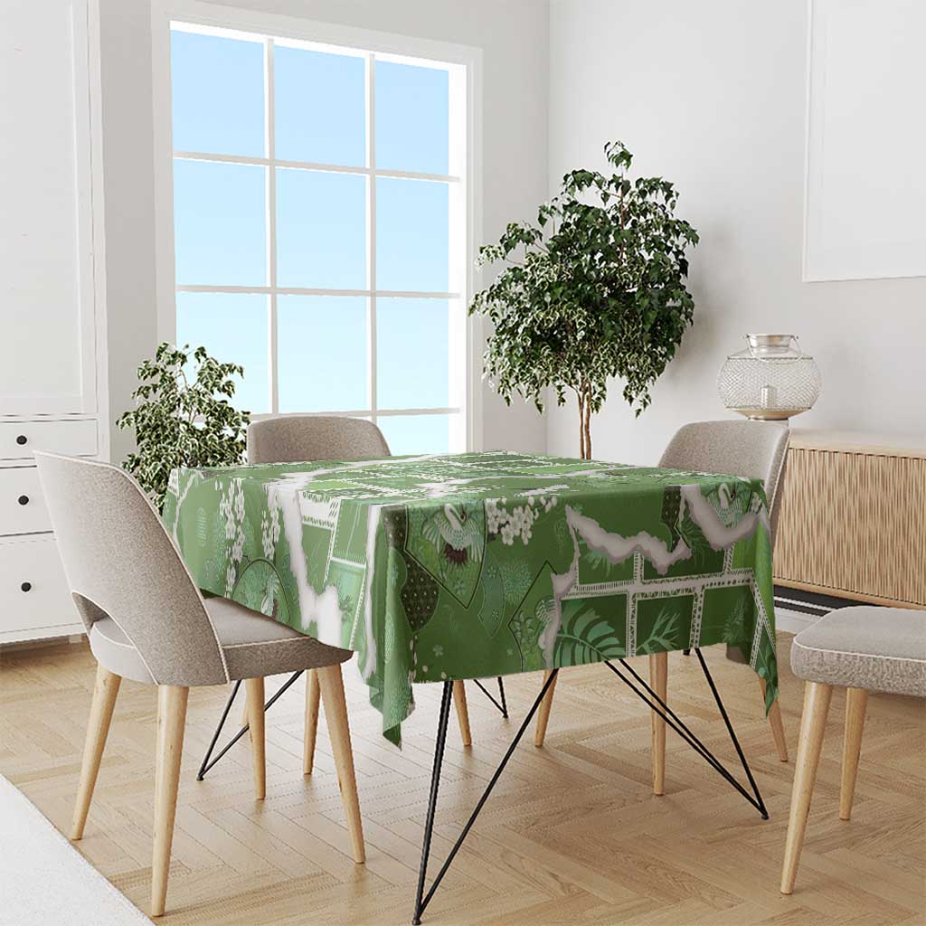 Hawaii Japanese Culture Sage Green Tablecloth Spring Cranes Aloha Pattern LT01 - Polynesian Pride