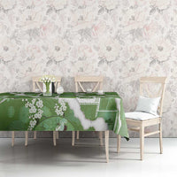 Hawaii Japanese Culture Sage Green Tablecloth Spring Cranes Aloha Pattern LT01 - Polynesian Pride