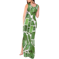 Hawaii Japanese Culture Sage Green Tank Maxi Dress Spring Cranes Aloha Pattern