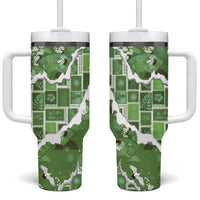 Hawaii Japanese Culture Sage Green Tumbler With Handle Spring Cranes Aloha Pattern LT01 One Size: 40 oz Sage - Polynesian Pride