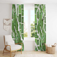 Hawaii Japanese Culture Sage Green Window Curtain Spring Cranes Aloha Pattern LT01 - Polynesian Pride