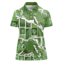 Hawaii Japanese Culture Sage Green Women Polo Shirt Spring Cranes Aloha Pattern LT01 Female Sage - Polynesian Pride
