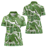 Hawaii Japanese Culture Sage Green Women Polo Shirt Spring Cranes Aloha Pattern LT01 - Polynesian Pride