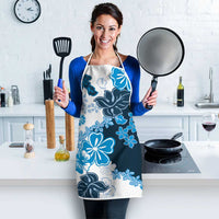 Blue Hibiscus Plumeria Floral Apron - Polynesian Pride