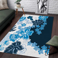 Blue Hibiscus Plumeria Floral Area Rug - Polynesian Pride