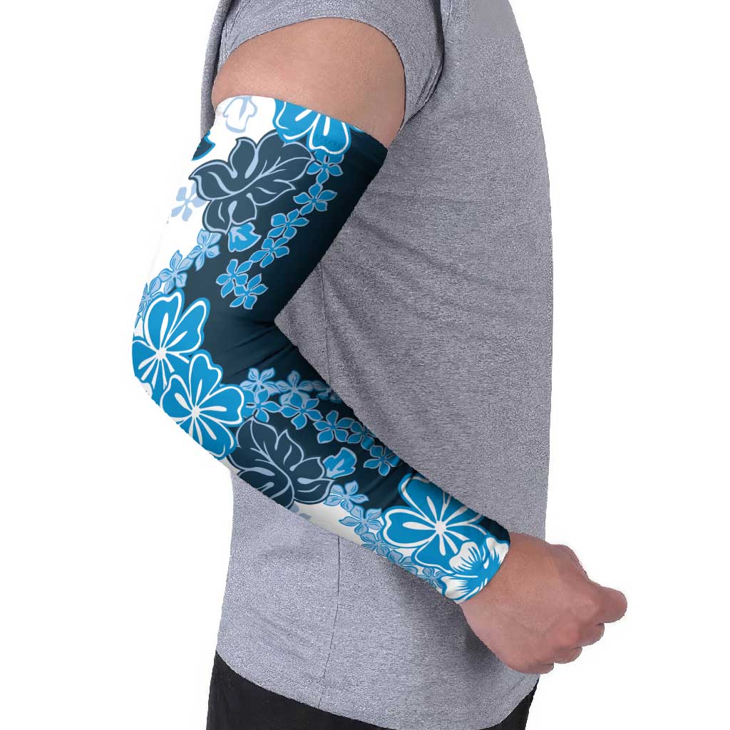 Blue Hibiscus Plumeria Floral Arm Sleeves - Polynesian Pride