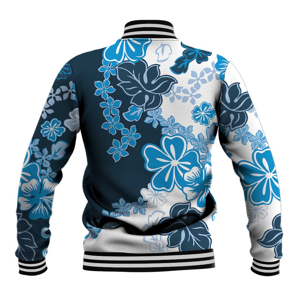 Blue Hibiscus Plumeria Floral Baseball Jacket LT01 - Polynesian Pride