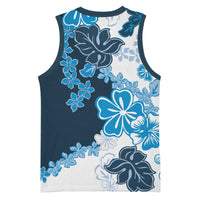 Blue Hibiscus Plumeria Floral Basketball Jersey LT01 - Polynesian Pride