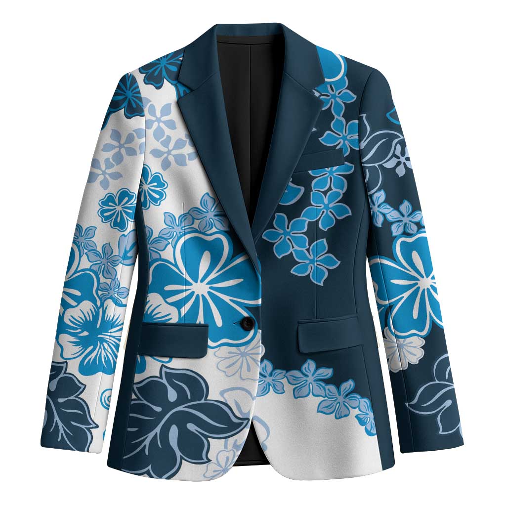 Blue Hibiscus Plumeria Floral Blazer - Polynesian Pride