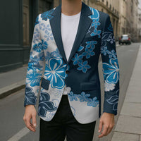 Blue Hibiscus Plumeria Floral Blazer - Polynesian Pride