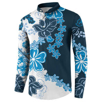 Blue Hibiscus Plumeria Floral Button Sweatshirt LT01 - Polynesian Pride