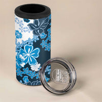 Blue Hibiscus Plumeria Floral 4 in 1 Can Cooler Tumbler LT01 - Polynesian Pride