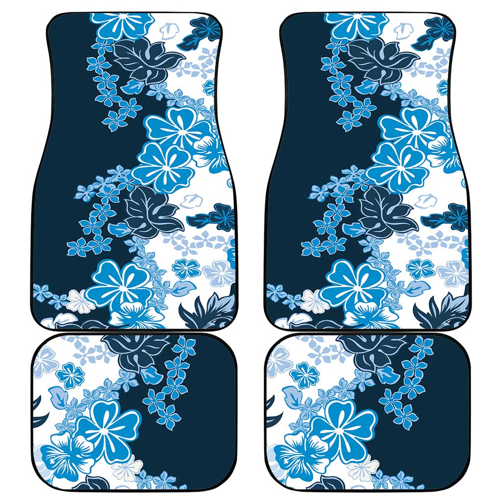 Blue Hibiscus Plumeria Floral Car Mats LT01 - Polynesian Pride