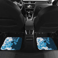 Blue Hibiscus Plumeria Floral Car Mats LT01 Set 2pcs - Back Blue - Polynesian Pride