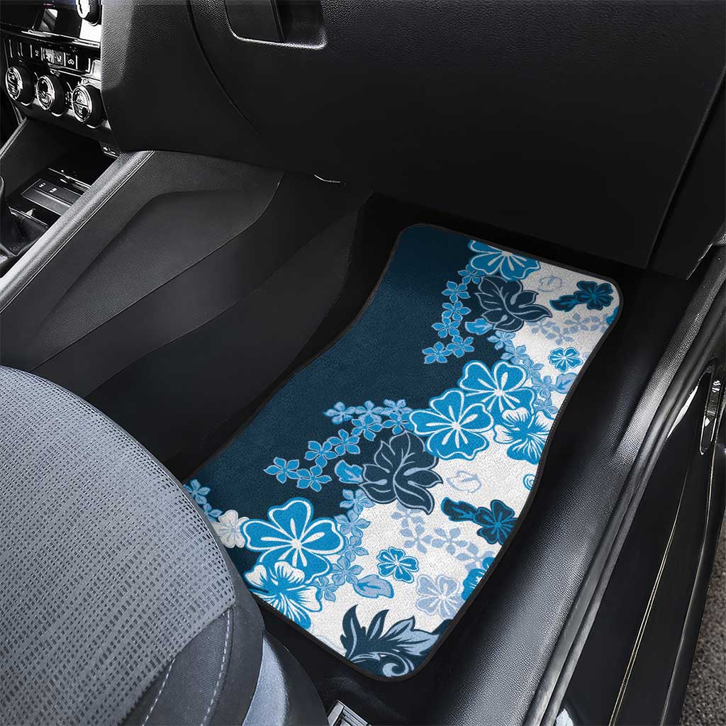 Blue Hibiscus Plumeria Floral Car Mats LT01 - Polynesian Pride