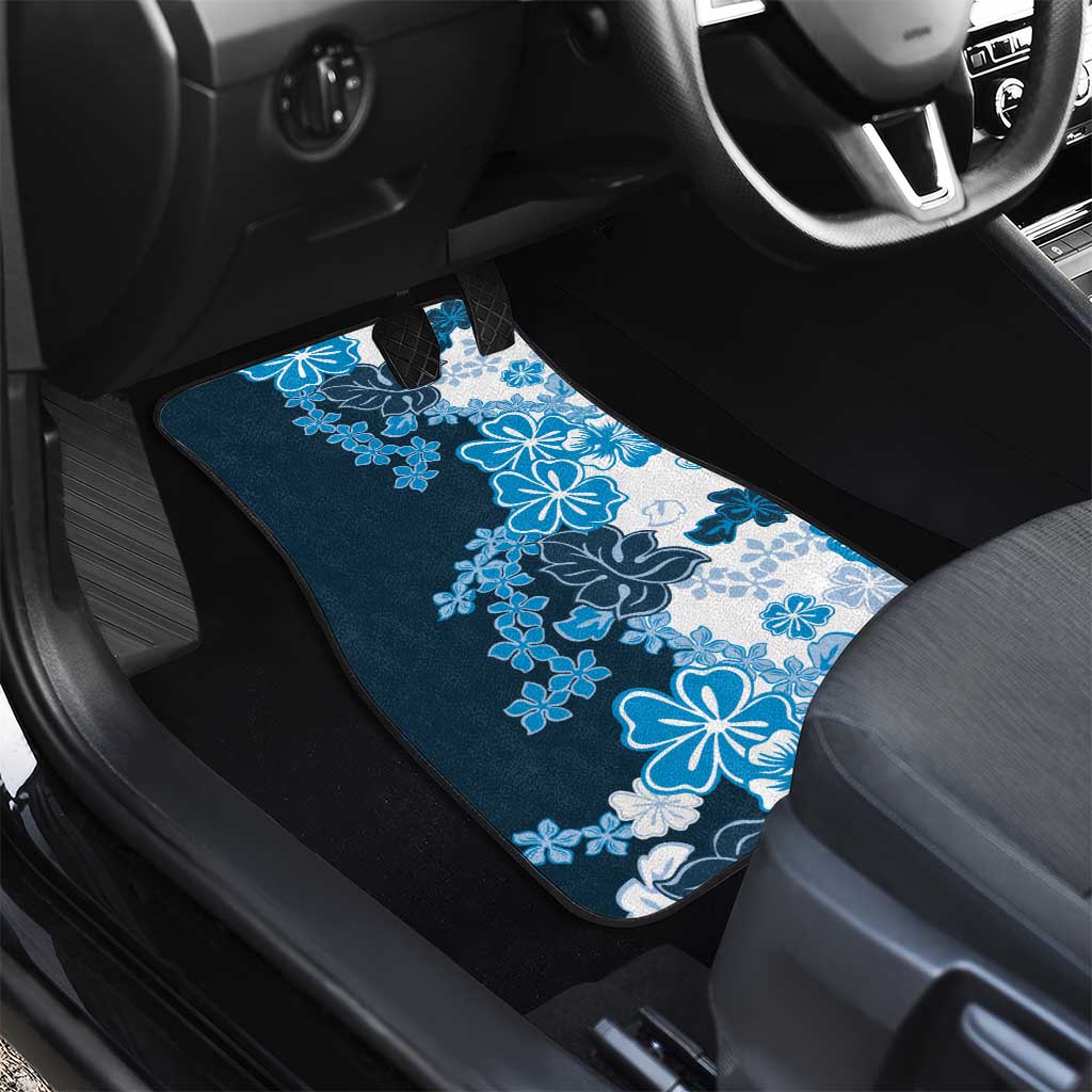 Blue Hibiscus Plumeria Floral Car Mats LT01 - Polynesian Pride