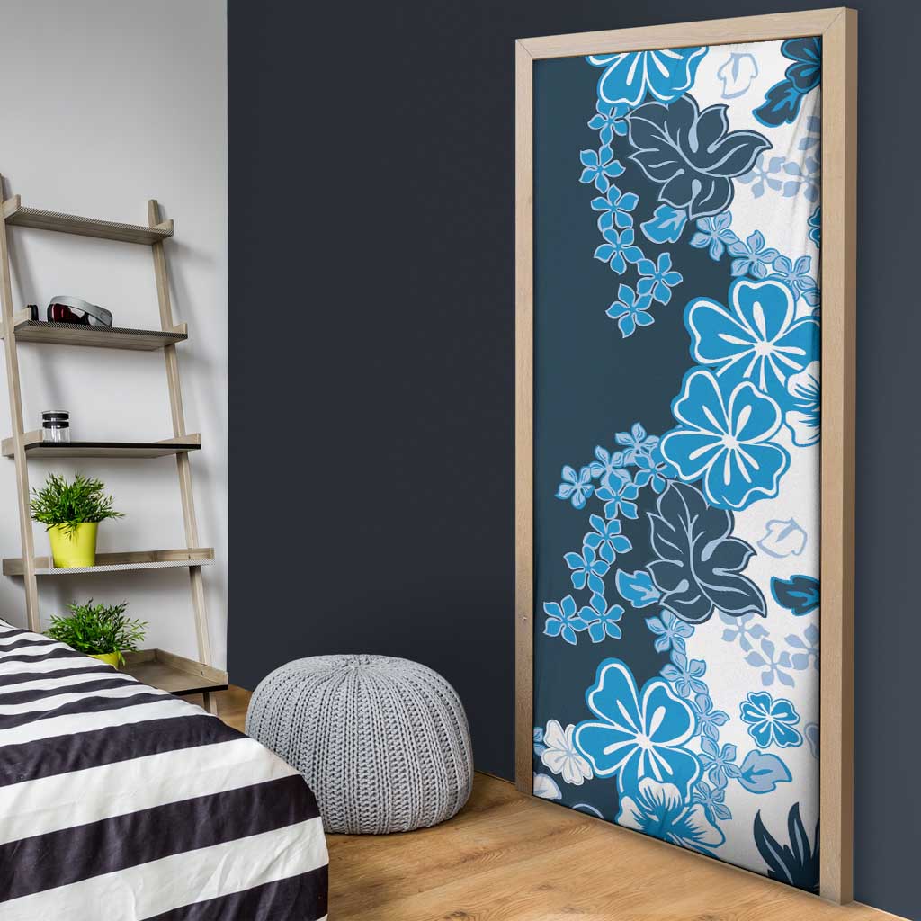 Blue Hibiscus Plumeria Floral Door Cover - Polynesian Pride