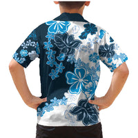 Blue Hibiscus Plumeria Floral Family Matching Mermaid Dress and Hawaiian Shirt - Polynesian Pride