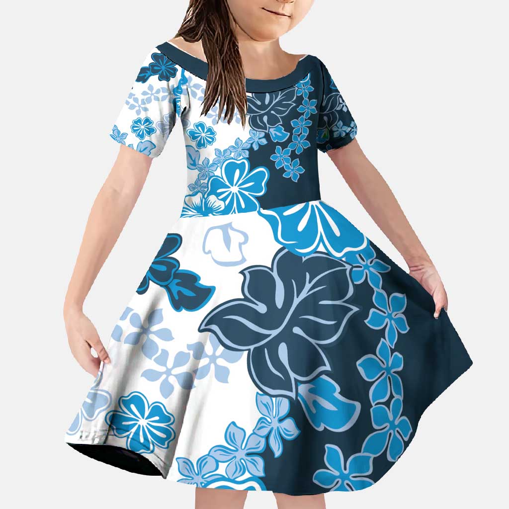 Blue Hibiscus Plumeria Floral Family Matching Mermaid Dress and Hawaiian Shirt - Polynesian Pride