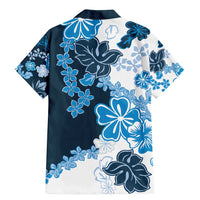 Blue Hibiscus Plumeria Floral Family Matching Mermaid Dress and Hawaiian Shirt - Polynesian Pride
