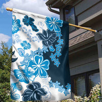 Blue Hibiscus Plumeria Floral Garden Flag - Polynesian Pride
