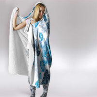 Blue Hibiscus Plumeria Floral Hooded Blanket - Polynesian Pride