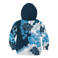 Blue Hibiscus Plumeria Floral Kid Hoodie - Polynesian Pride