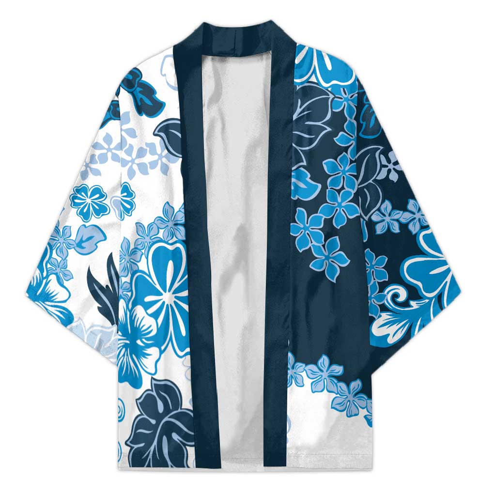 Blue Hibiscus Plumeria Floral Kimono - Polynesian Pride