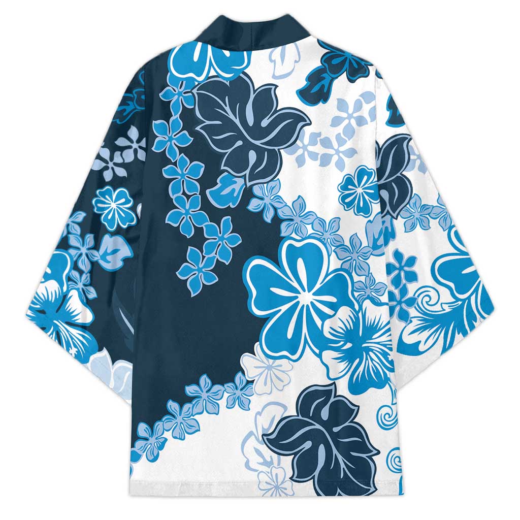 Blue Hibiscus Plumeria Floral Kimono - Polynesian Pride
