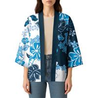 Blue Hibiscus Plumeria Floral Kimono - Polynesian Pride
