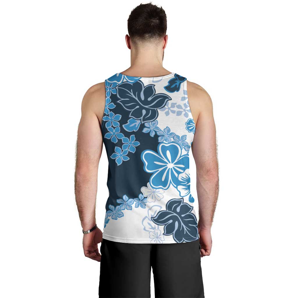 Blue Hibiscus Plumeria Floral Men Tank Top LT01 - Polynesian Pride