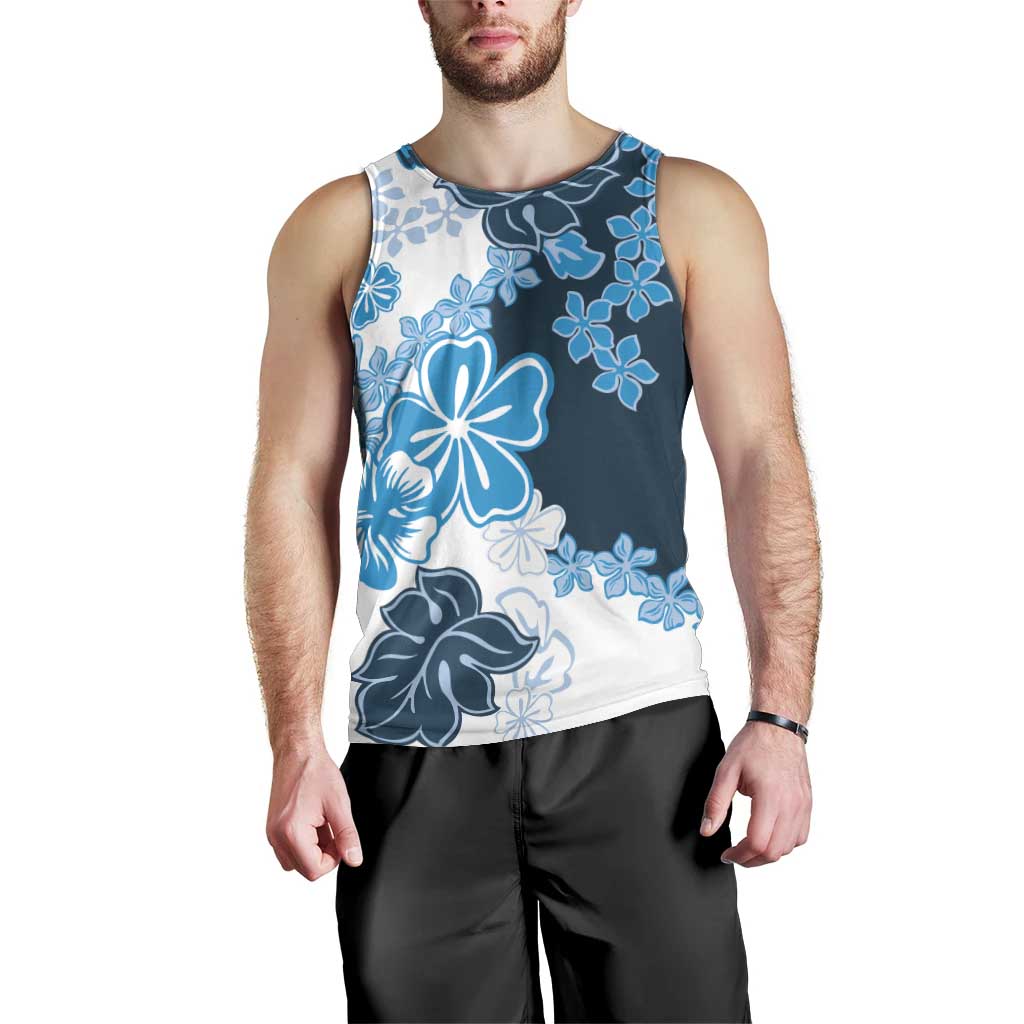 Blue Hibiscus Plumeria Floral Men Tank Top LT01 - Polynesian Pride