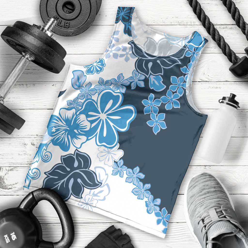 Blue Hibiscus Plumeria Floral Men Tank Top LT01 - Polynesian Pride